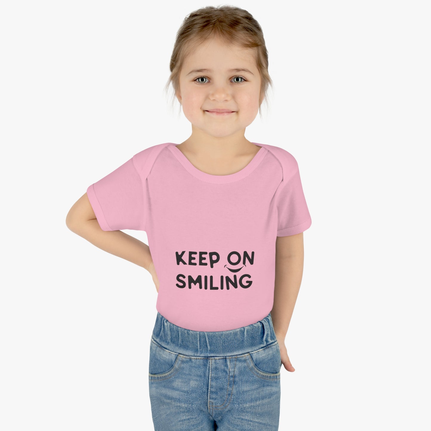 Infant Baby Rib Bodysuit with a message - Keep on smiling