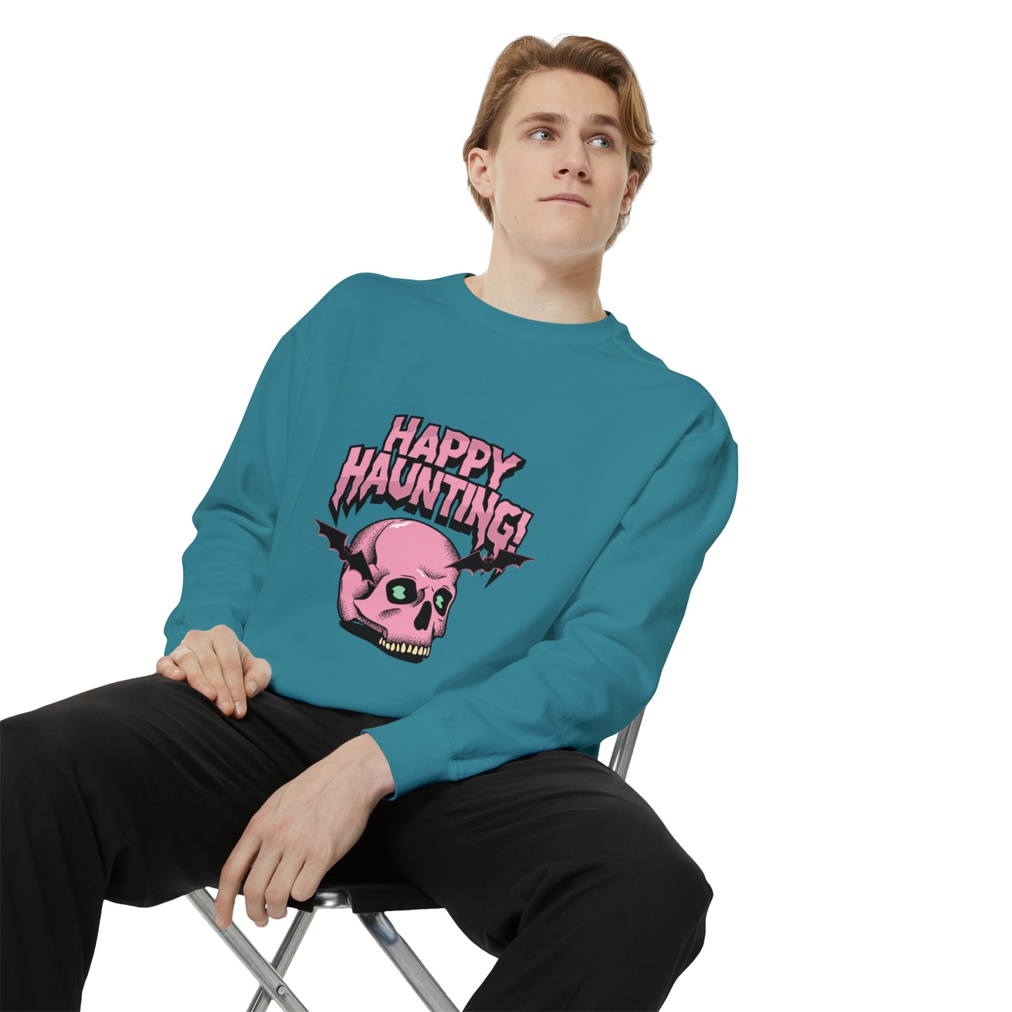 Sweatshirt for dads with caption "Happy Haunting"