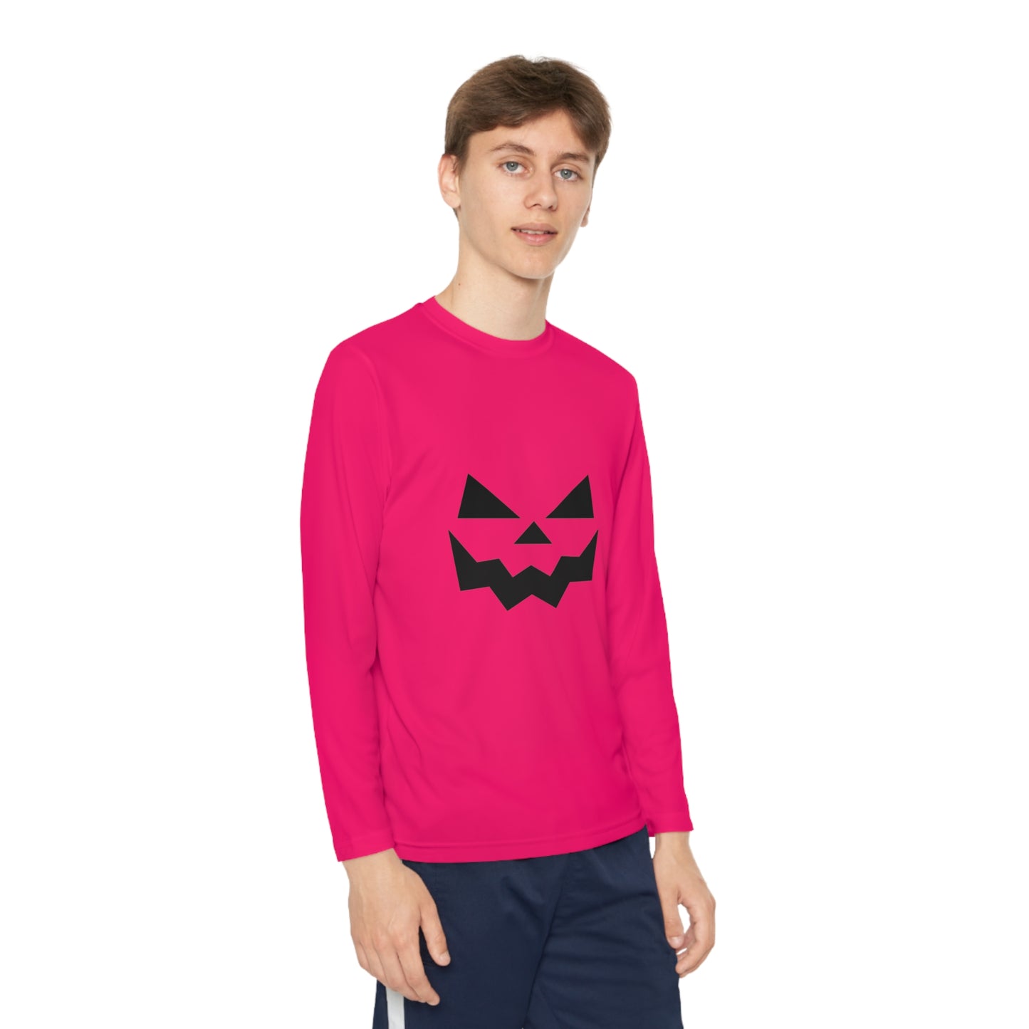 Youth Long Sleeve Competitor Tee with Pumpkin Face