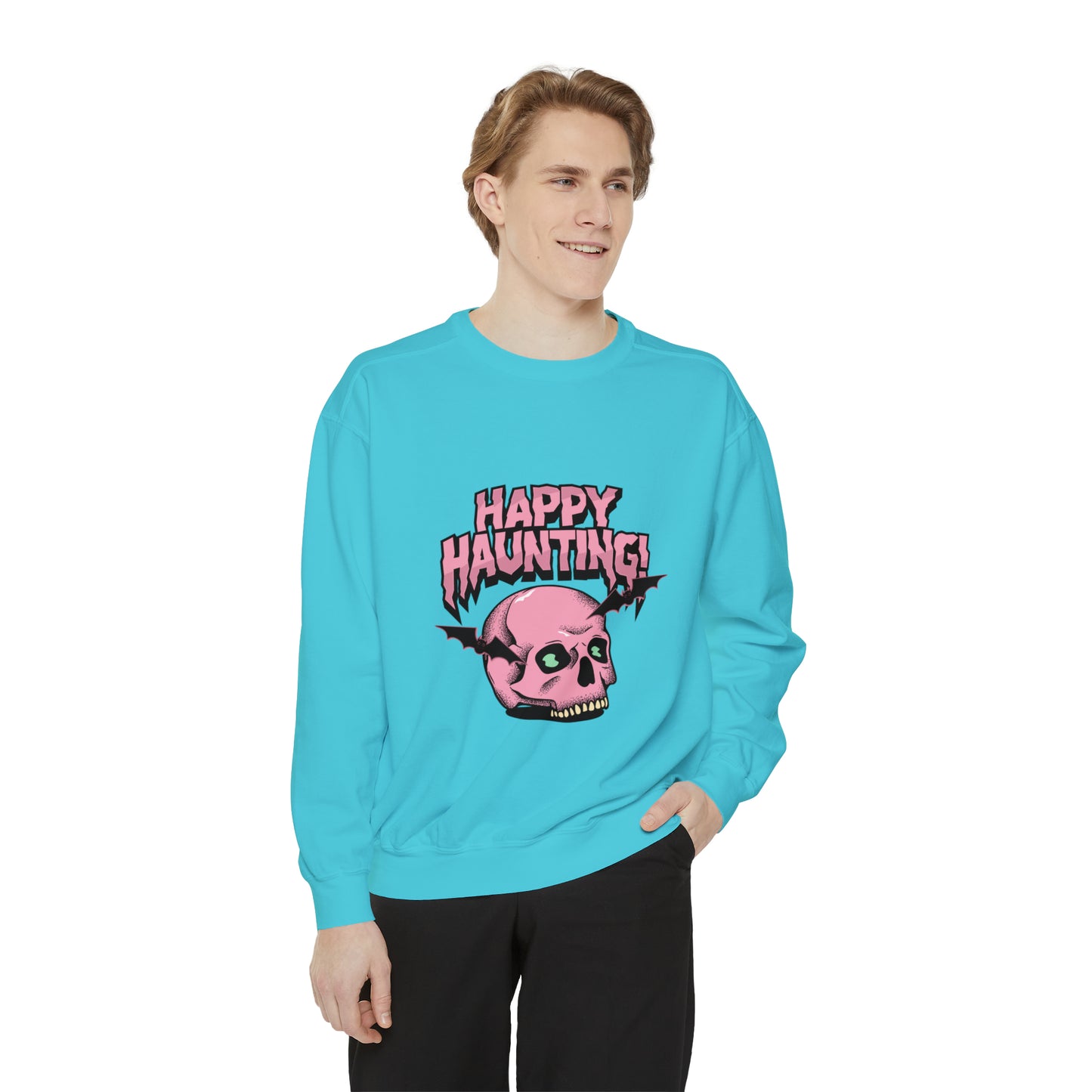 Sweatshirt for dads with caption "Happy Haunting"