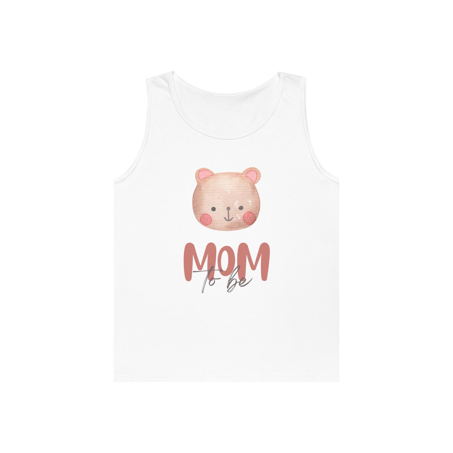 Mom-to-be Heavy Cotton Tank Top with bear face