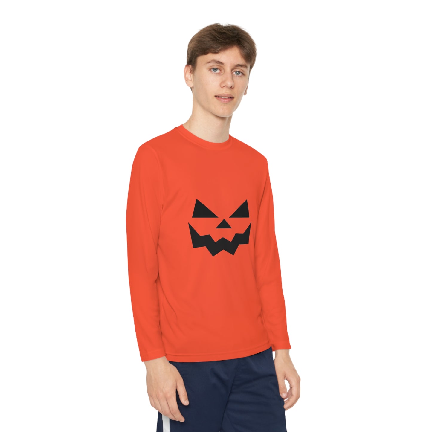 Youth Long Sleeve Competitor Tee with Pumpkin Face