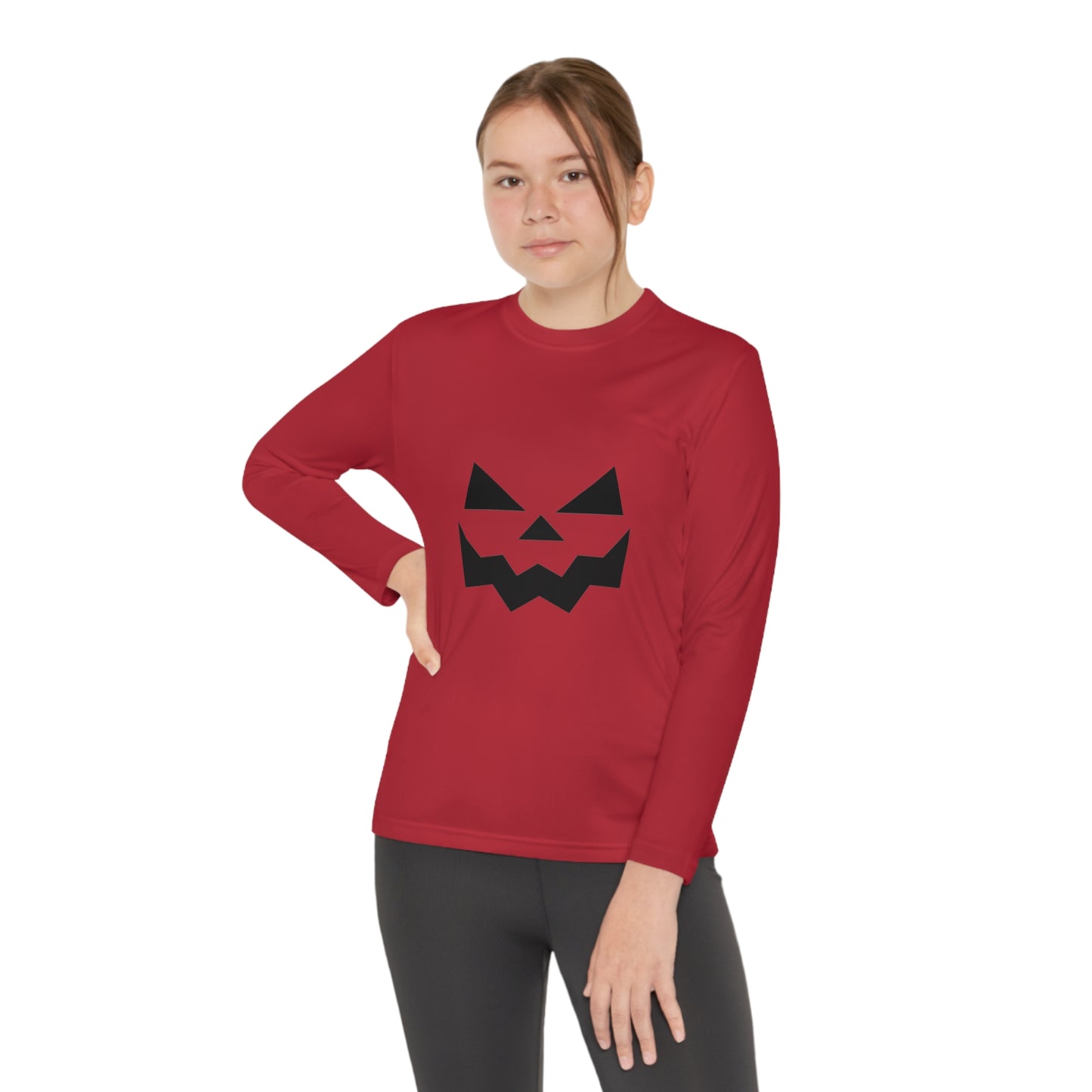 Youth Long Sleeve Competitor Tee with Pumpkin Face