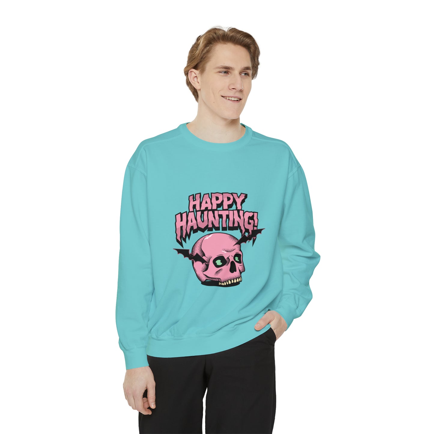 Sweatshirt for dads with caption "Happy Haunting"