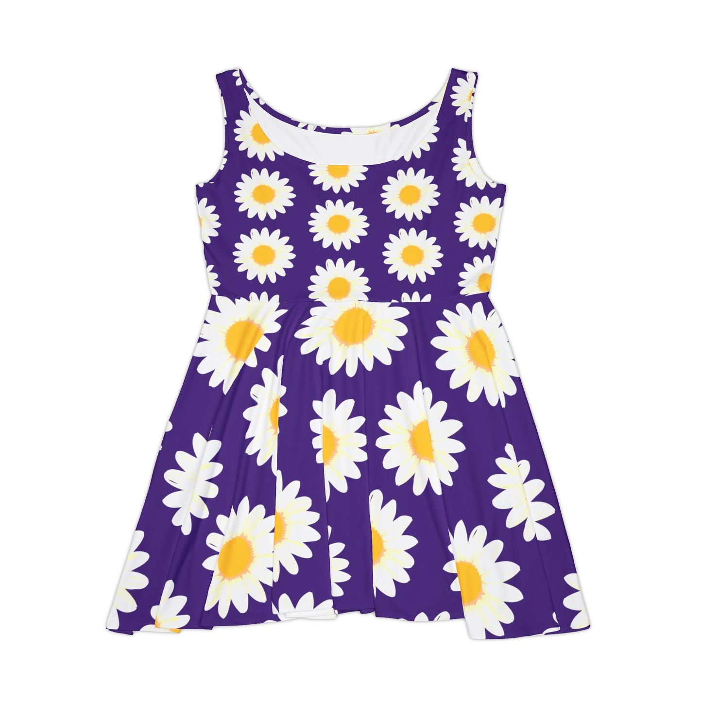 Women spring and summer skater dress with vibrant flower design.