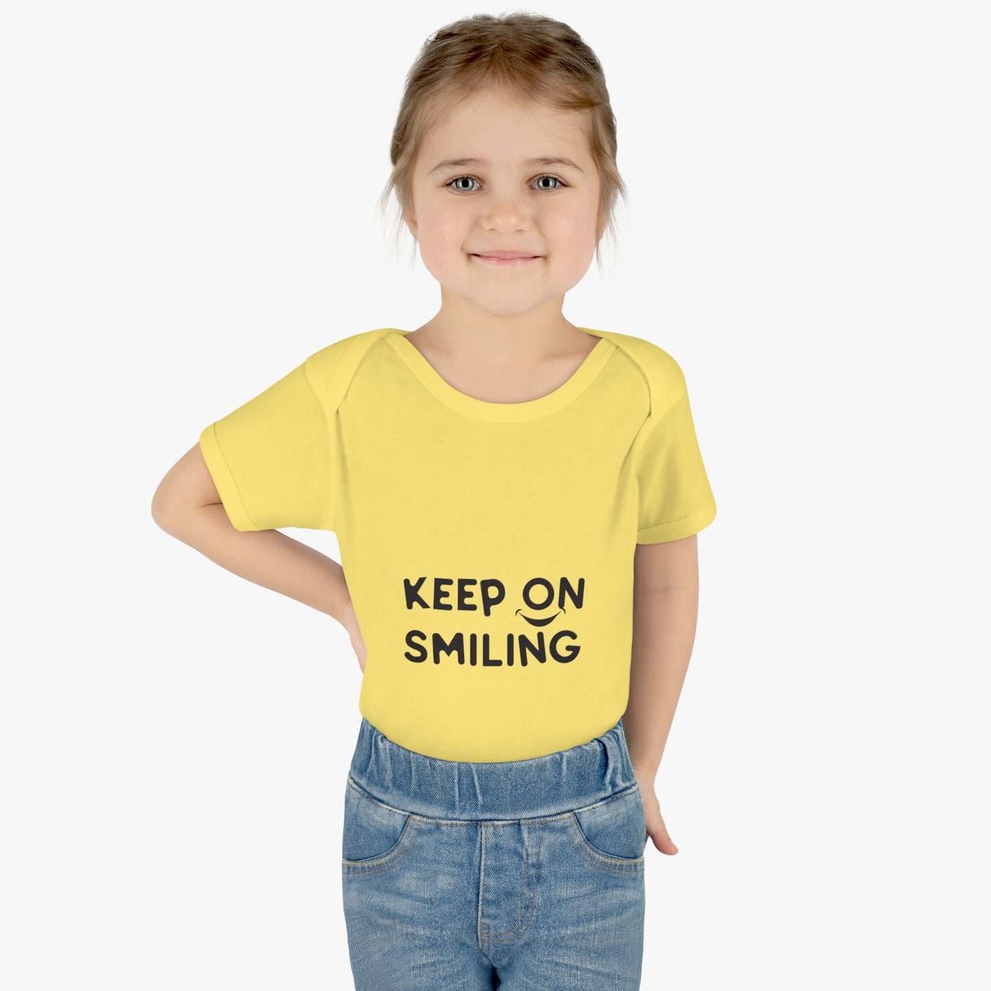 Infant Baby Rib Bodysuit with a message - Keep on smiling