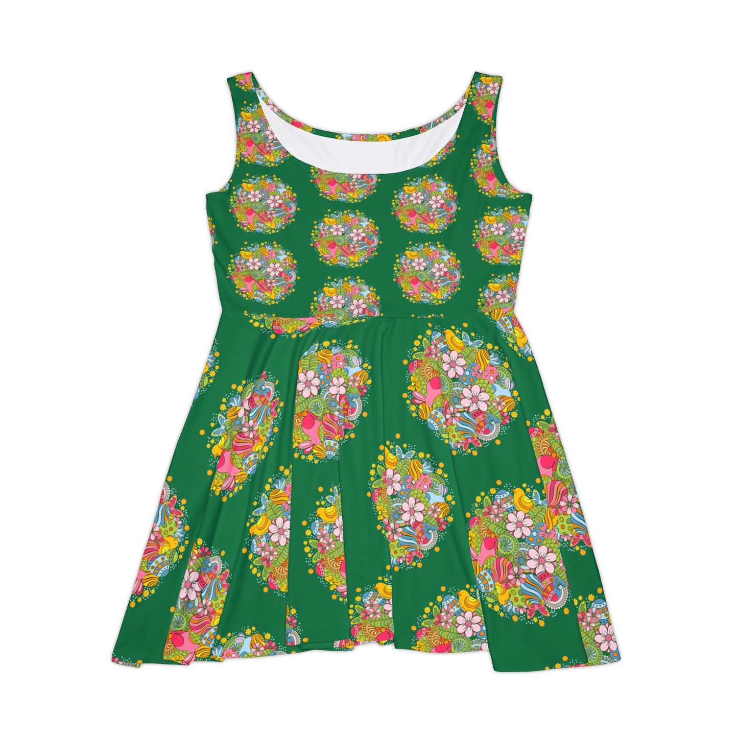 Women spring and summer skater dress with vibrant floral design