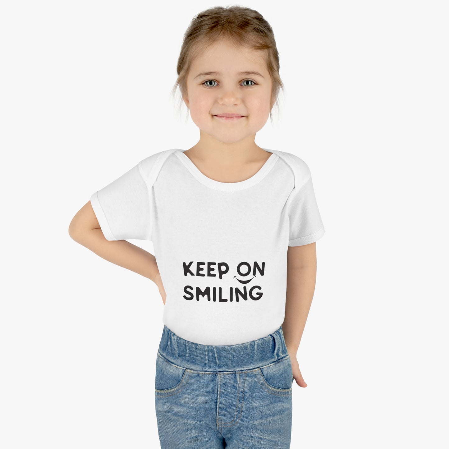 Infant Baby Rib Bodysuit with a message - Keep on smiling