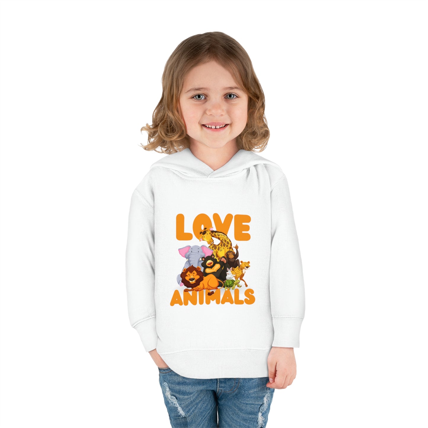 Toddler Pullover Fleece Hoodie with Animal Love image