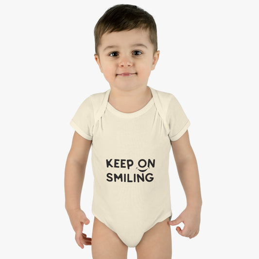 Infant Baby Rib Bodysuit with a message - Keep on smiling