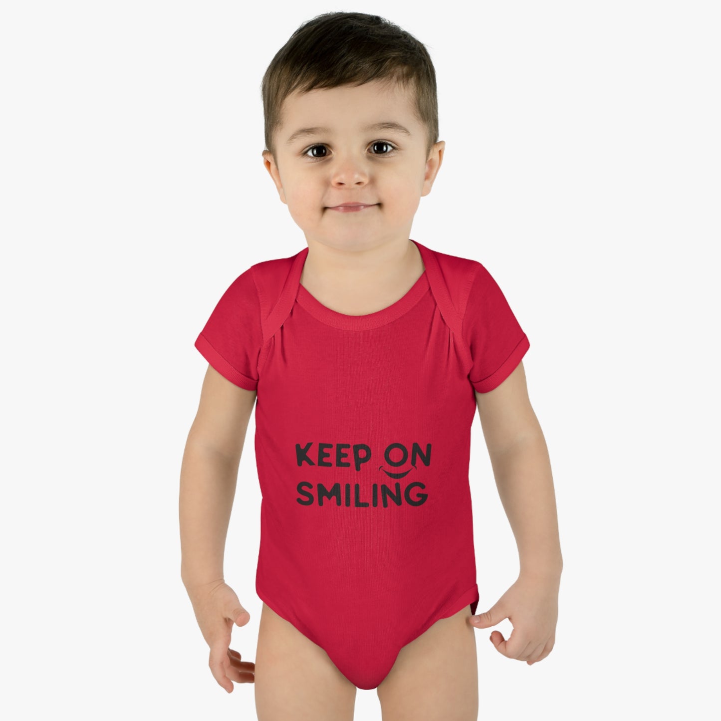 Infant Baby Rib Bodysuit with a message - Keep on smiling