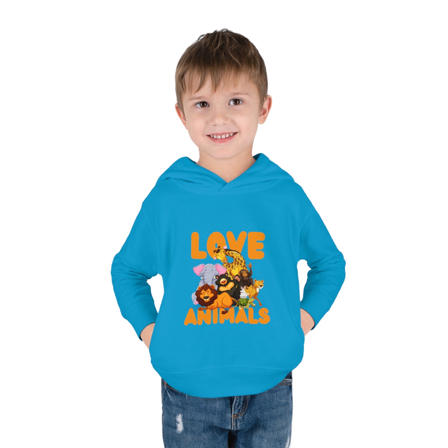 Toddler Pullover Fleece Hoodie with Animal Love image