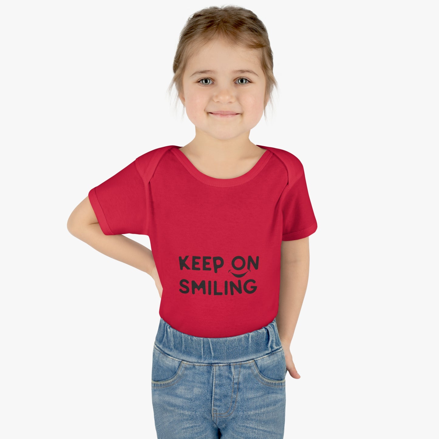 Infant Baby Rib Bodysuit with a message - Keep on smiling