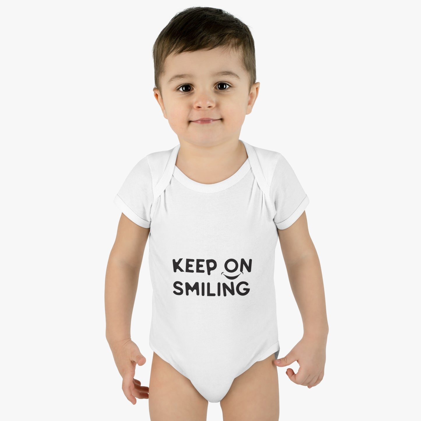 Infant Baby Rib Bodysuit with a message - Keep on smiling