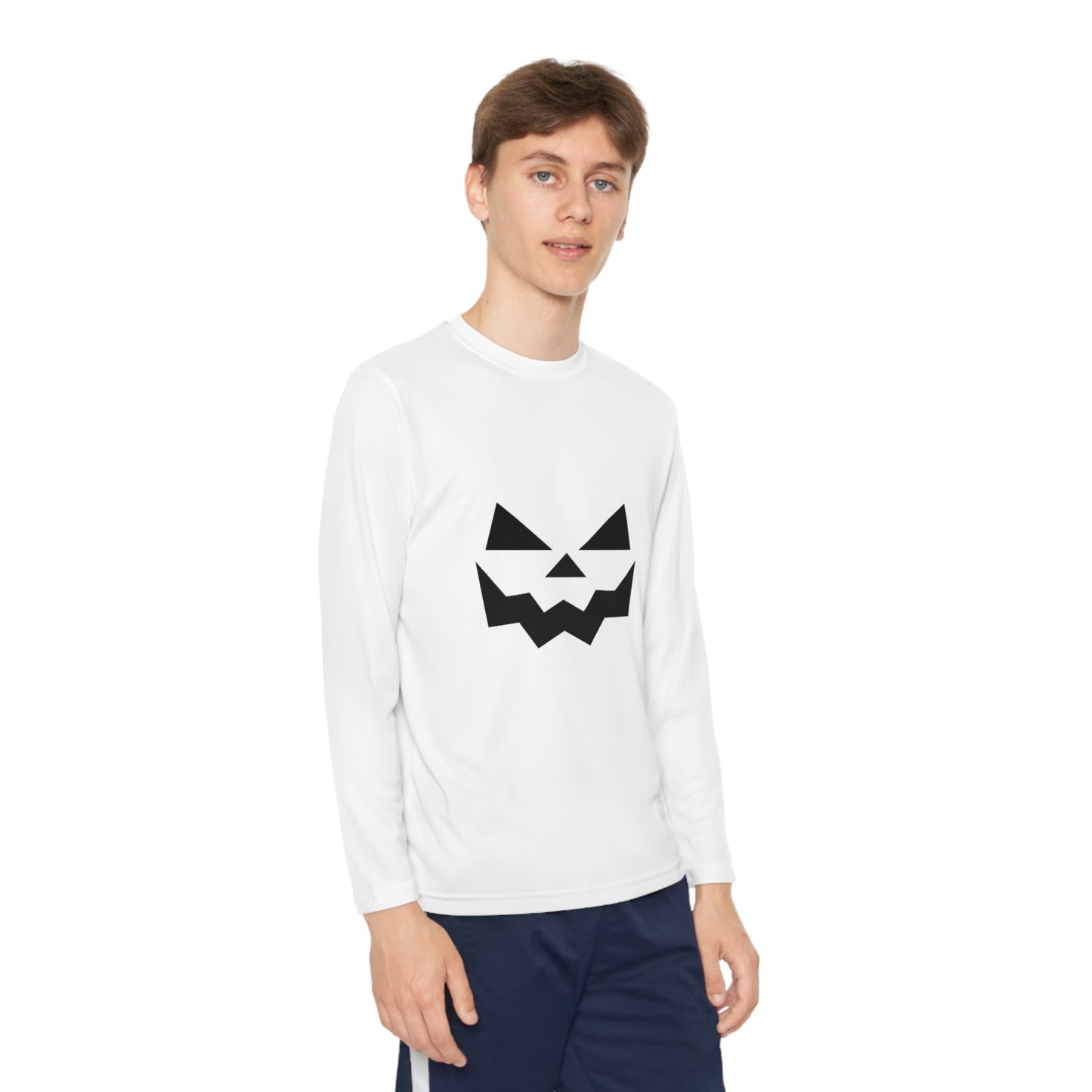 Youth Long Sleeve Competitor Tee with Pumpkin Face