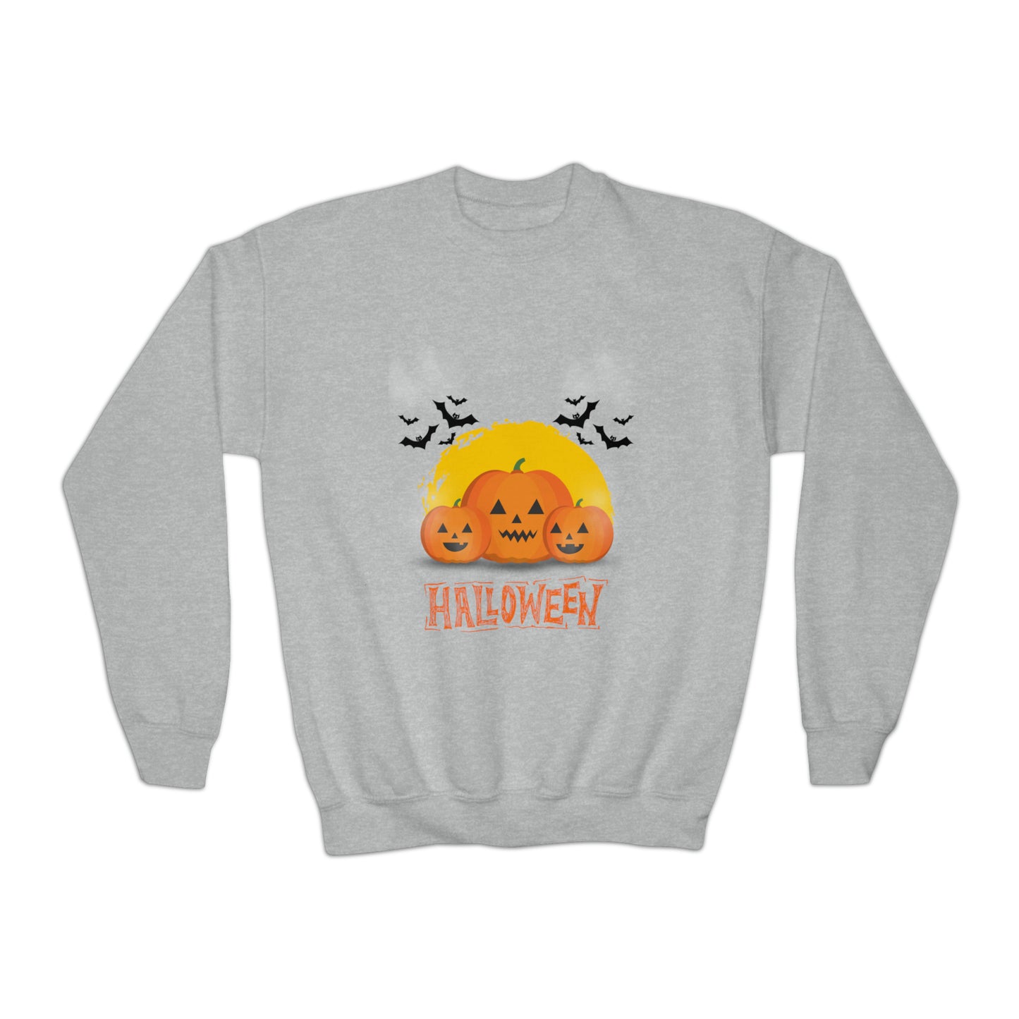 Halloween Pumpkin Faced Crewneck Sweatshirt for Youth