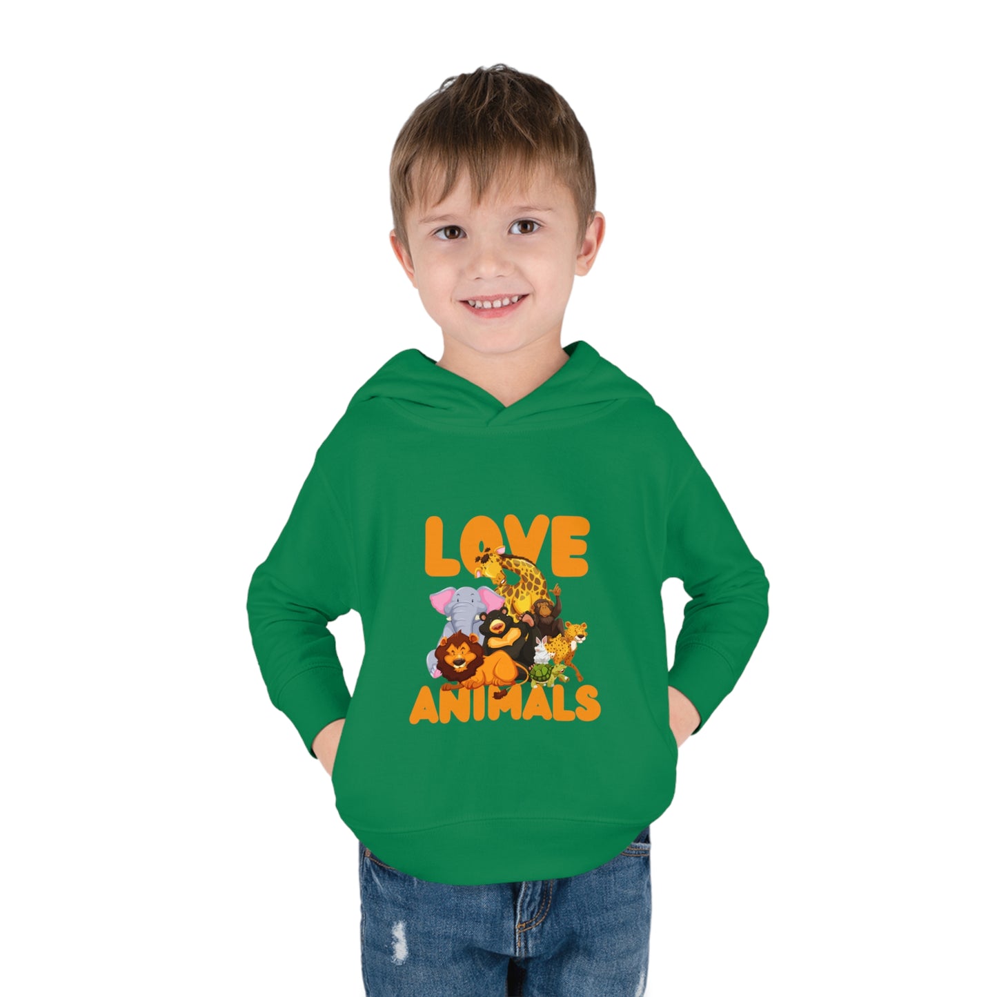 Toddler Pullover Fleece Hoodie with Animal Love image