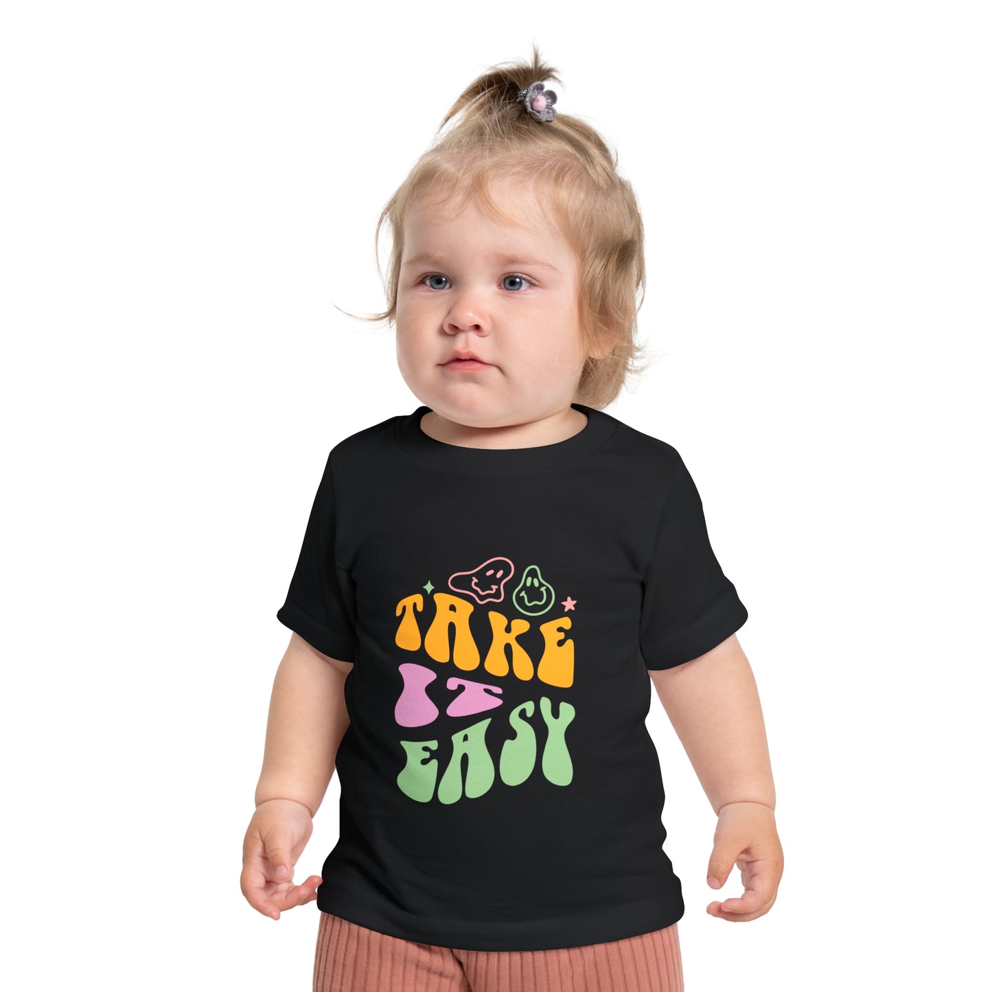 Baby Short Sleeve T-Shirt with caption "Take it easy"