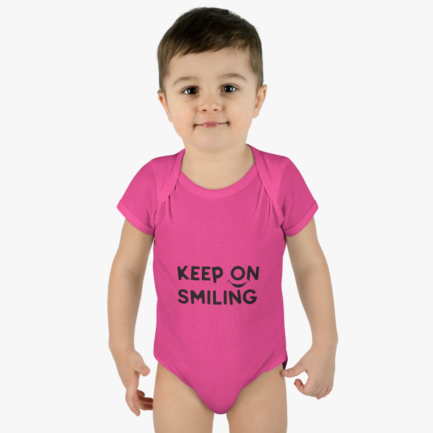 Infant Baby Rib Bodysuit with a message - Keep on smiling