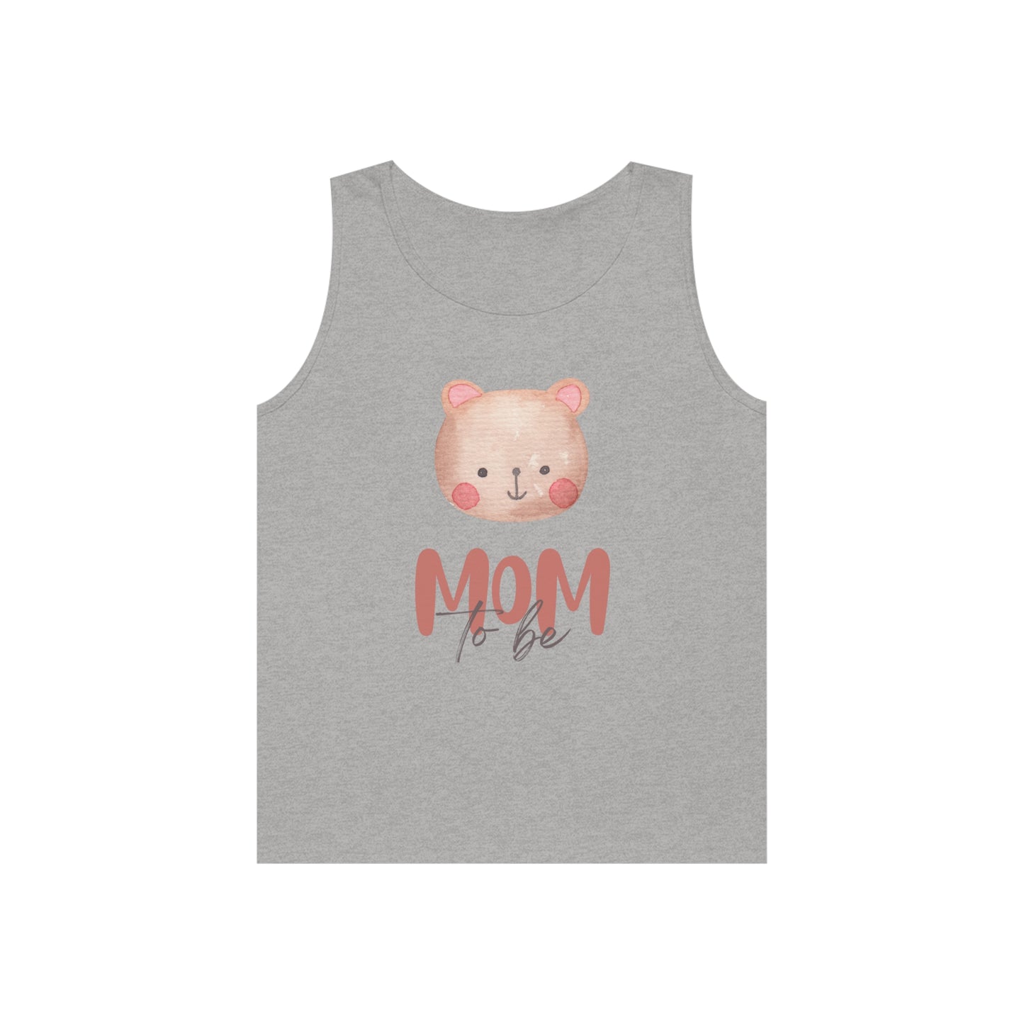 Mom-to-be Heavy Cotton Tank Top with bear face