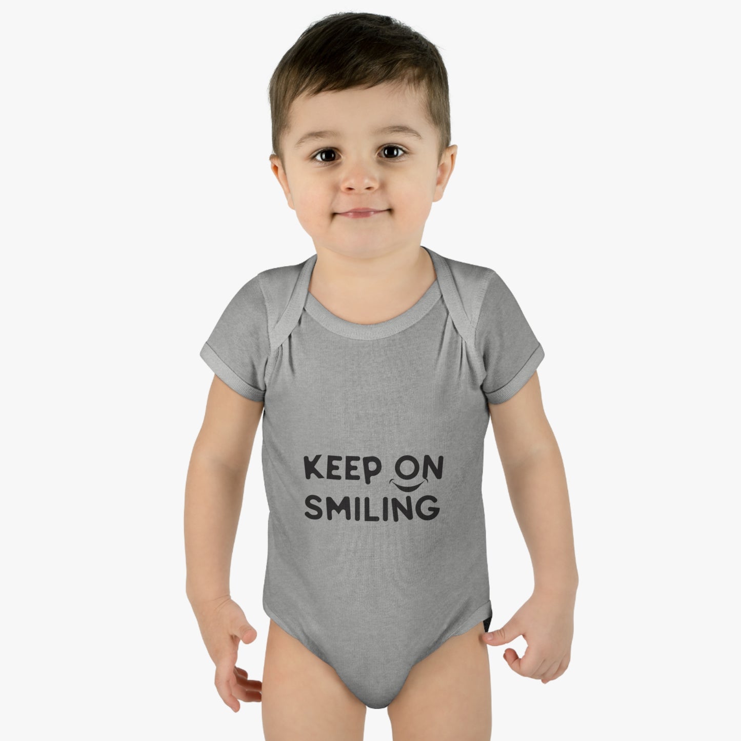 Infant Baby Rib Bodysuit with a message - Keep on smiling