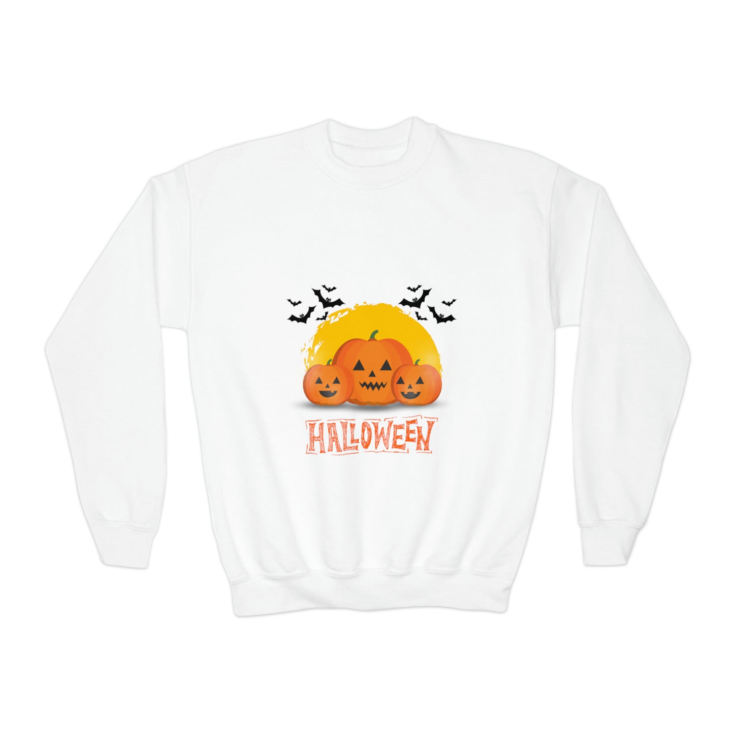 Halloween Pumpkin Faced Crewneck Sweatshirt for Youth